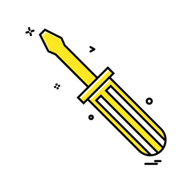 Tornavida simgesi tasarım, renkli vektör çizim