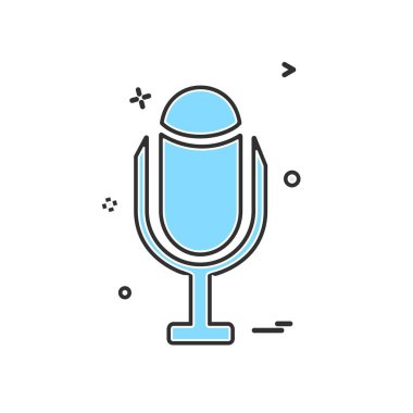 Mikrofon simgesi tasarım, renkli vektör çizim