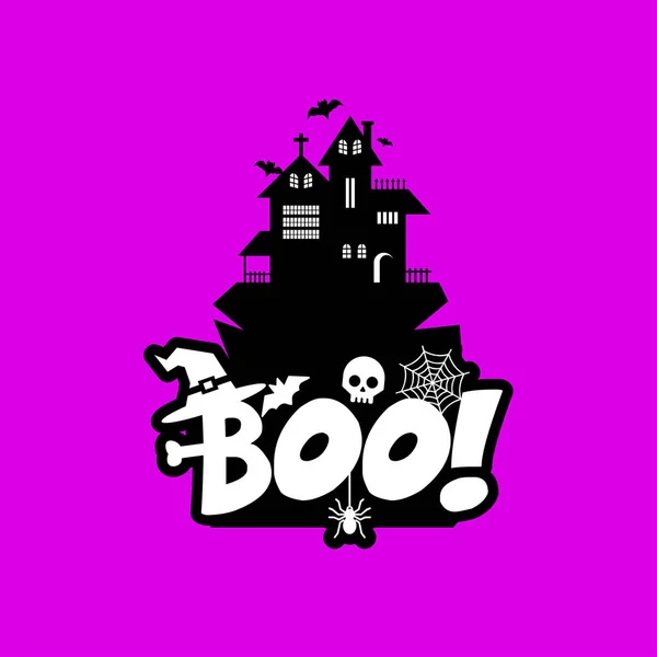 Conception Typographie Boo Illustration Vectorielle Carte Halloween — Image vectorielle