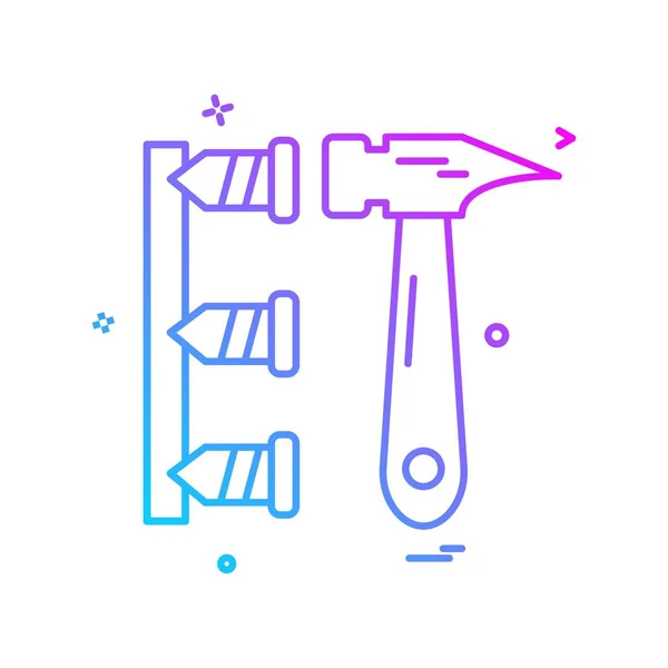 Hammer Arbejdskraft Negle Ikon Design Vektor – Stock-vektor