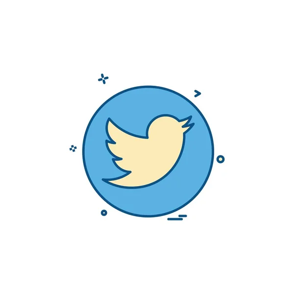 Réseau Média Social Twitter Icône Vectoriel Design — Image vectorielle