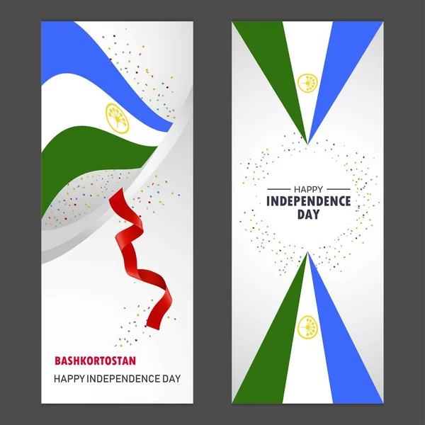 Bashkortostán Feliz Día Independencia Confetti Celebración Antecedentes Vertical Banner Set — Vector de stock