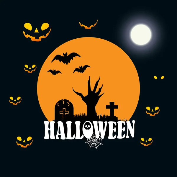 Feliz Elemento Diseño Halloween Con Tipografía — Vector de stock