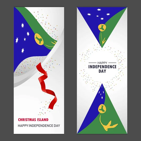 Vánoční Ostrov Šťastný Den Nezávislosti Konfety Oslava Pozadí Vertikální Banner — Stockový vektor