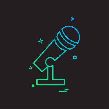 Mikrofon simgesi tasarım, renkli vektör çizim