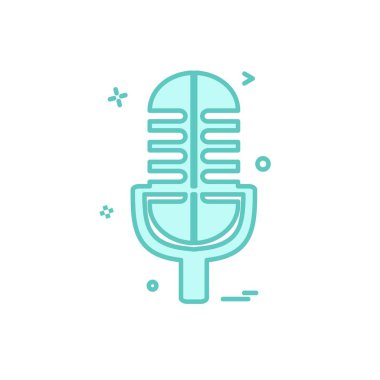 Mikrofon simgesi tasarım, renkli vektör çizim