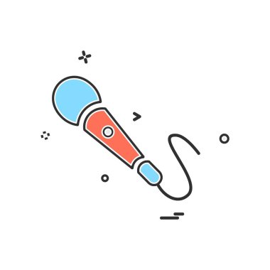 Mikrofon simgesi tasarım, renkli vektör çizim