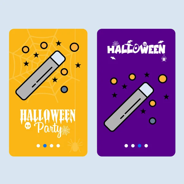 Feliz Halloween Diseño Invitación Con Vector Palo Mágico — Vector de stock