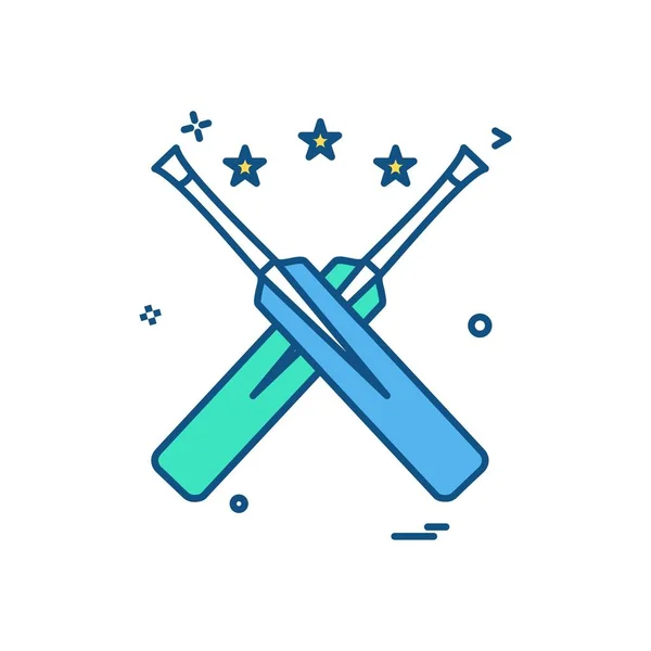 Murciélagos Estrella Cricket Icono Diseño Vectores — Vector de stock