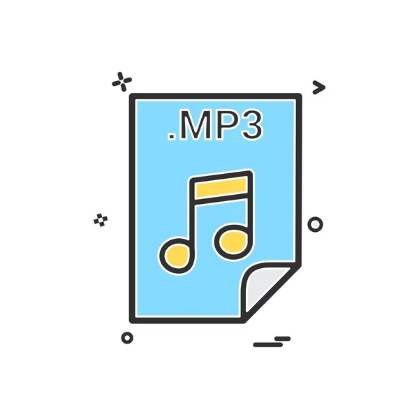 Mp3 アプリケーションのダウンロード ファイルのファイル形式のアイコン ベクトル デザイン — ストックベクタ