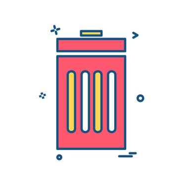 Çöp kutusu simgesi tasarım, renkli vektör çizim