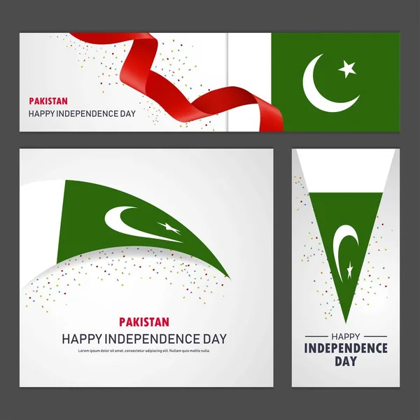 Feliz Día Independencia Pakistán Banner Juego Fondo — Vector de stock