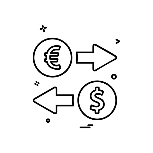 Freccia Sinistra Destra Dollaro Euro Icona Vettoriale Design — Vettoriale Stock