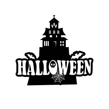 Cadılar Bayramı tipografi beyaz zemin üzerine, vektör çizim tasarım 