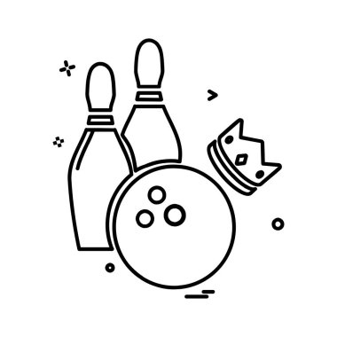 Bowling simgesi tasarım, renkli vektör çizim