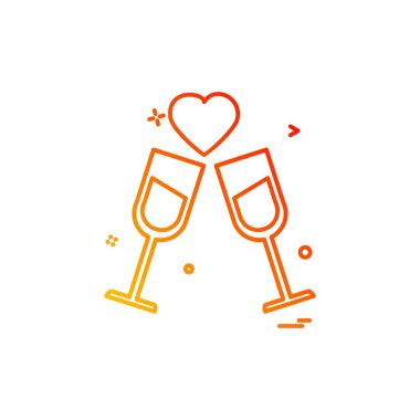 Kalp simgesi tasarım, Sevgililer günü için vektör çizim