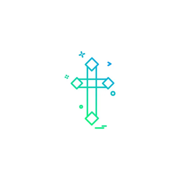 Christian Cross Icon Design Vector — Stock Vector