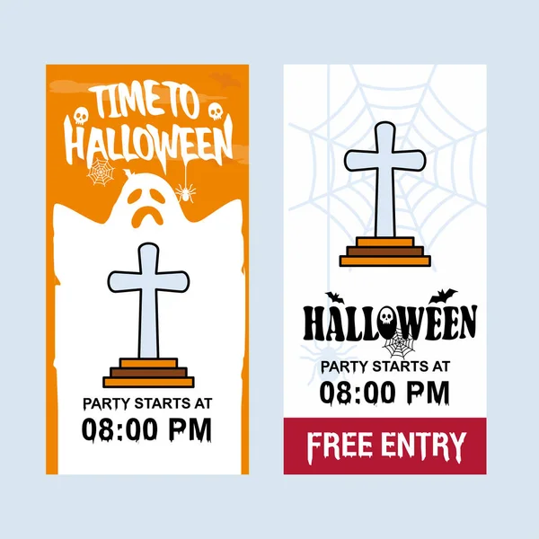 Joyeux Halloween Invitation Design Avec Vecteur Tombe — Image vectorielle