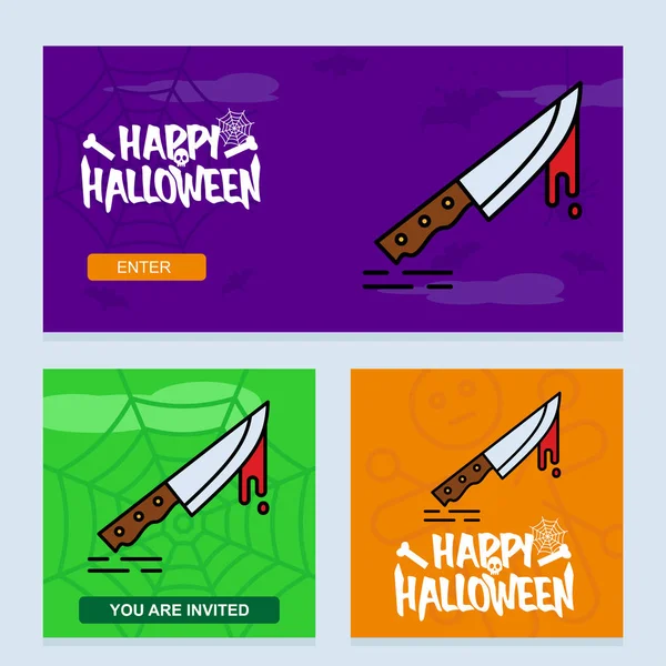 Feliz Halloween Invitación Diseño Con Cuchillo Vector — Archivo Imágenes Vectoriales