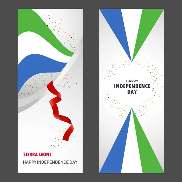 Sierra Leone Šťastný Den Nezávislosti Konfety Oslava Pozadí Vertikální Banner — Stockový vektor