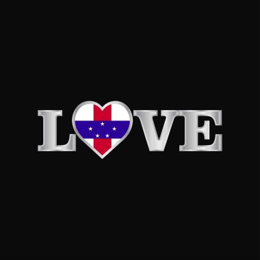 Aşk tipografi ile Hollanda Antilleri bayrak tasarlamak vektör