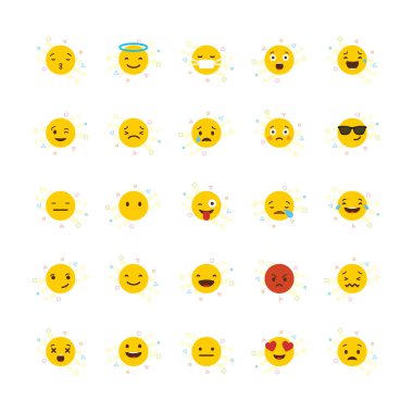 Sarı emojis tasarlamak vektör kümesi