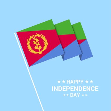Bayrak vektör ile Eritre bağımsızlık günü tipografik tasarım