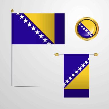 Bosna-Hersek bayrağı simge vektör çizim