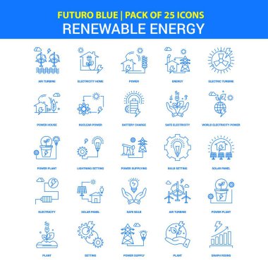 Yenilenebilir enerji simgeler - Futuro mavi 25 Icon pack