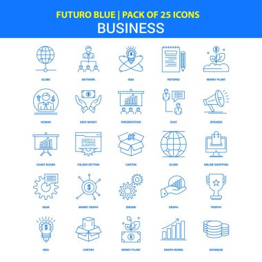 İş ikonları/simgeleri - Futuro mavi 25 Icon pack