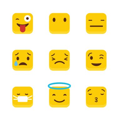 Sarı kare emojis tasarlamak vektör kümesi