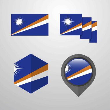 Marshall Adaları bayrağı set vektör tasarımı