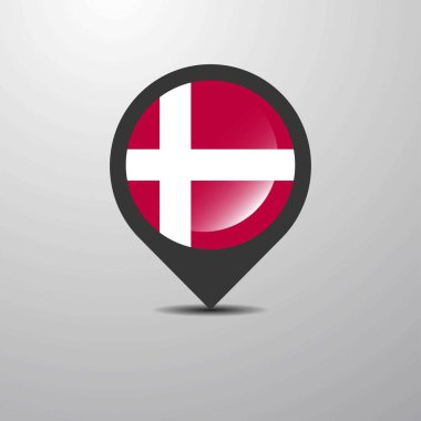 Danimarka harita PIN, vektör çizim