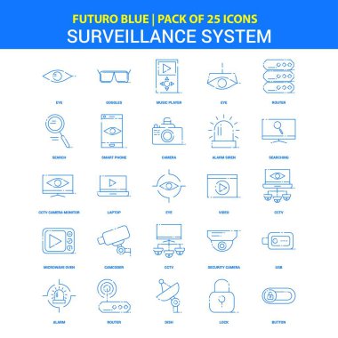 Gözetim simgeler - Futuro mavi 25 Icon pack