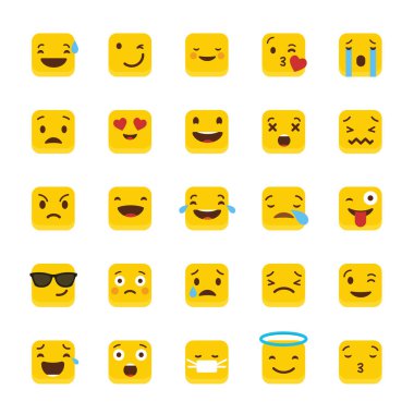 Sarı kare emojis tasarlamak vektör kümesi