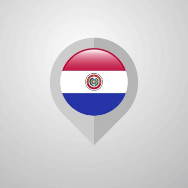 Harita navigasyon işaretçisi ile Paraguay bayrak tasarlamak vektör