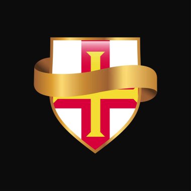 Guernsey bayrak altın rozet tasarlamak vektör