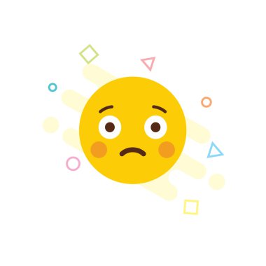 Üzgün emoji simgesi tasarım, renkli vektör çizim
