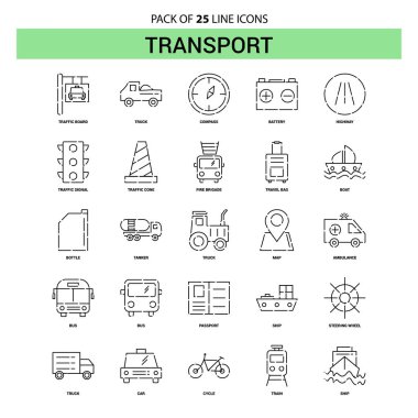 Satır Icon Set - 25 kesikli anahat stili taşıma
