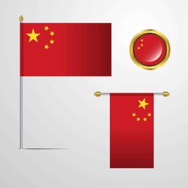 Çin bayrağı ikonu vektör çizimi