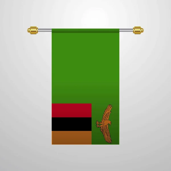 Zambia Bandera Colgante Ilustración Vectorial — Vector de stock