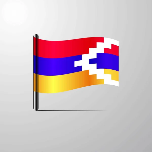 Republik Nagorno Karabach Schwenkt Glänzende Flaggen — Stockvektor