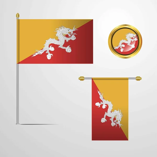 Ícone Bandeira Butão Ilustração Vetorial — Vetor de Stock