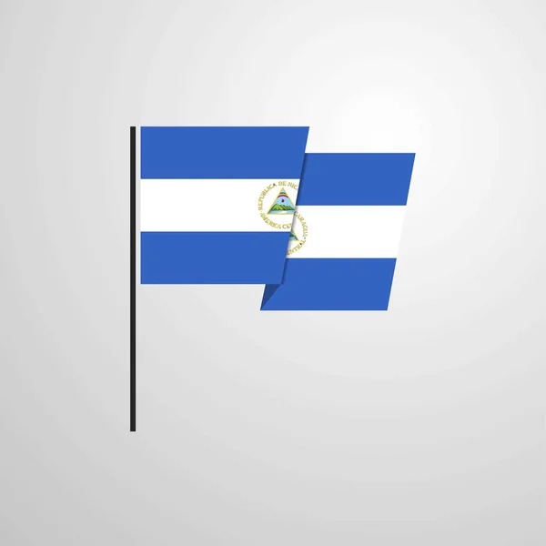 Nicaragua Ondeando Bandera Diseño Vector — Vector de stock