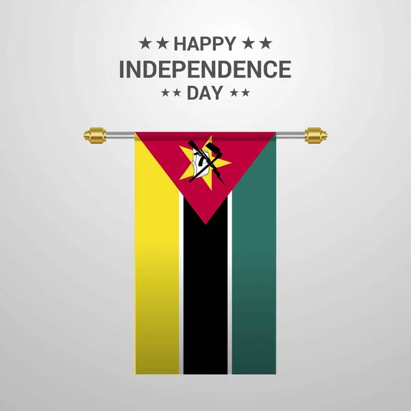 Mozambique Independence Day Hanging Flag Background — Stock Vector