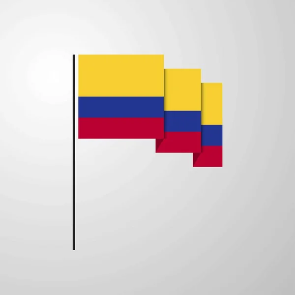 Kolumbia Integetett Zászló Kreatív Háttér — Stock Vector