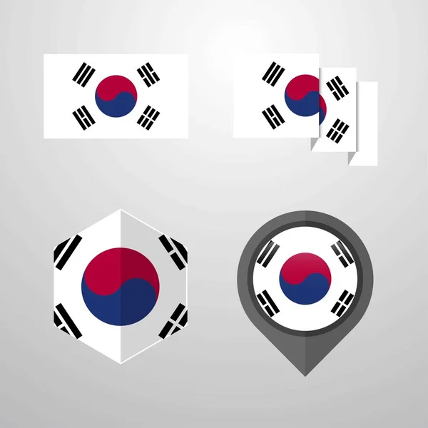 Korea South Flag Design Set Vector — Stock Vector