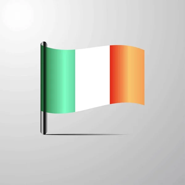 Irland Schwenkt Glänzende Flagge Design Vektor — Stockvektor
