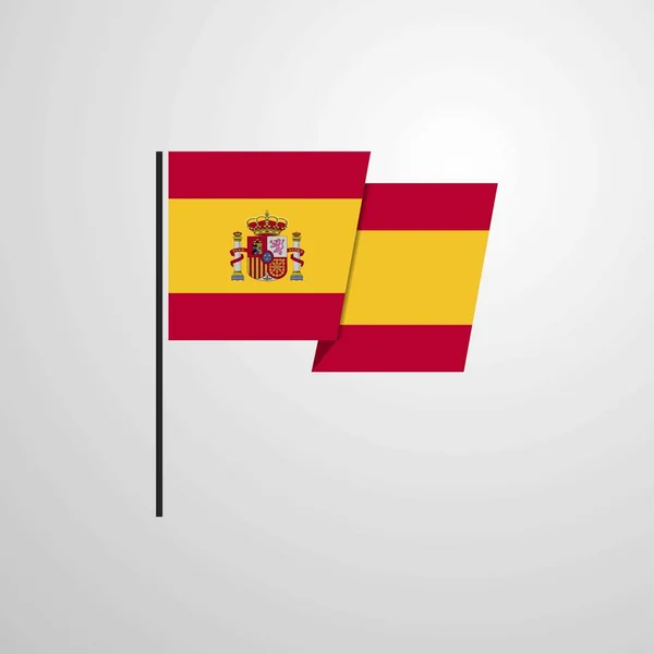 Spanje Zwaaien Vlag Ontwerp Vector — Stockvector