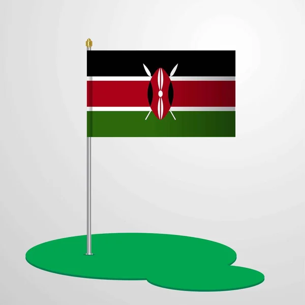 Kenia Flag Pole Vectorillustratie — Stockvector